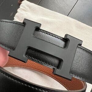 Hermes Reversible Leather Belt 32mm (Size 80cm) / H Buckle (Black Matte)